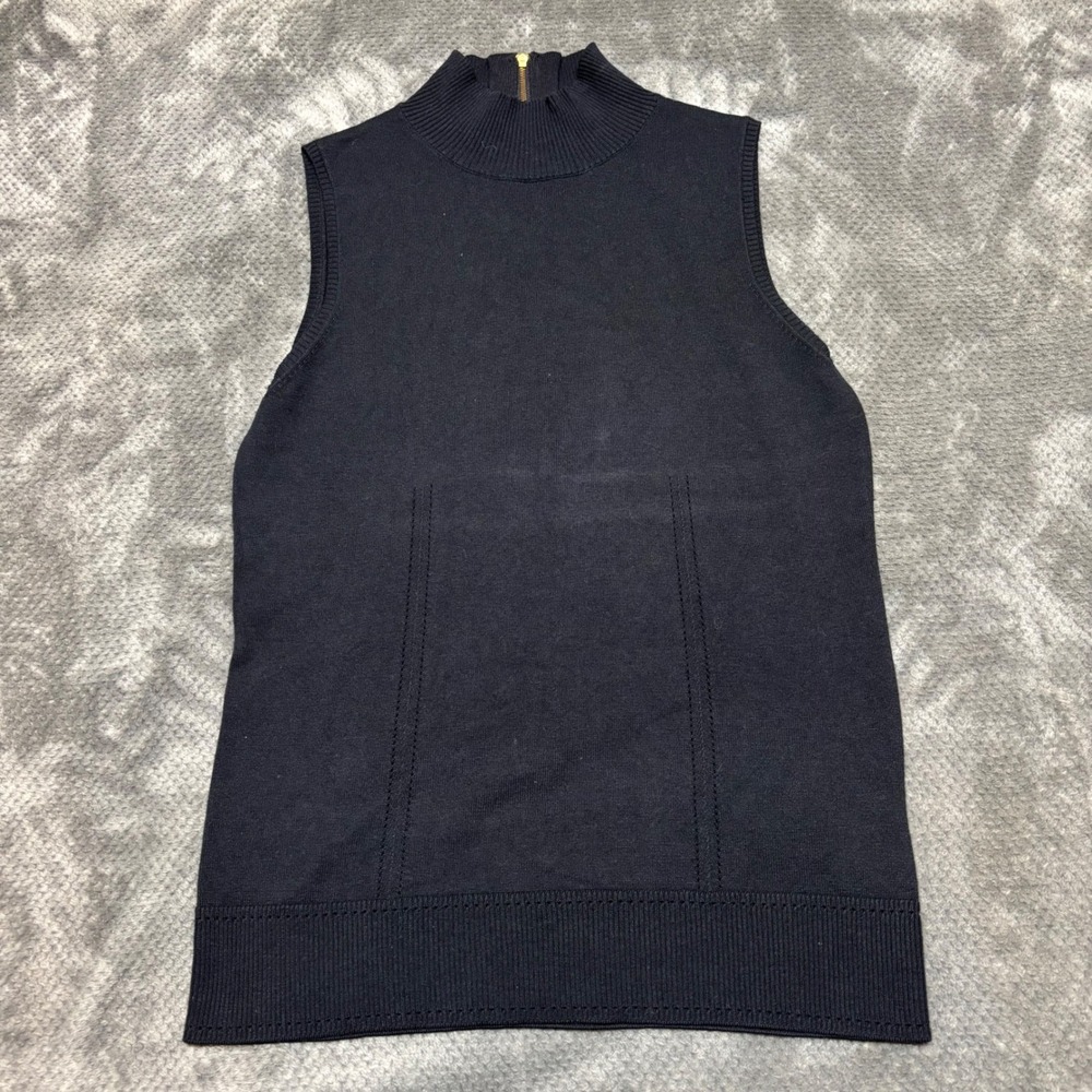 Milly New York Womens Black Silk Cashmere Blend Mock Neck Sleeveless Sweater M